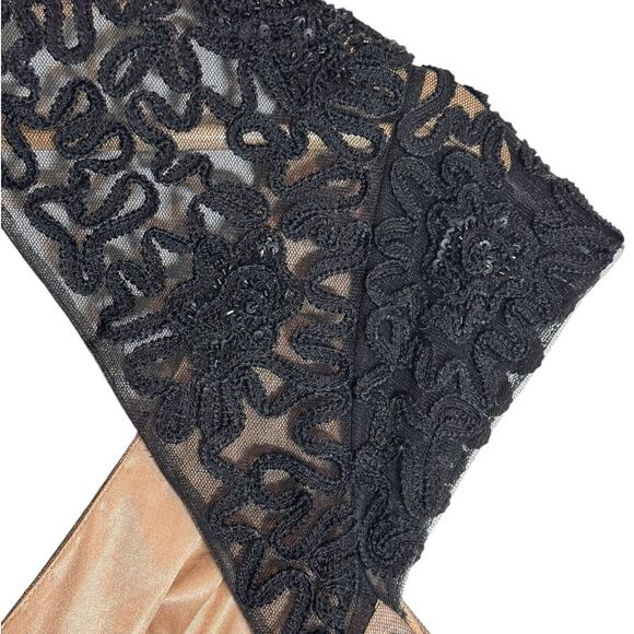 Sue Wong Nocturne Black Beaded Dress Size 12 Short Sleeve Floral Cocktail Party - Picture 6 of 10